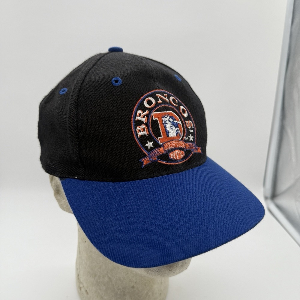 Vintage Denver Broncos Snapback Hat‎ Team NFL Drew Pearson Black Blue Football